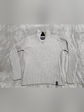 Nautica Jeans Co. Gray Ribbed Cotton 1/2 Zip Pullover Sweater XL
